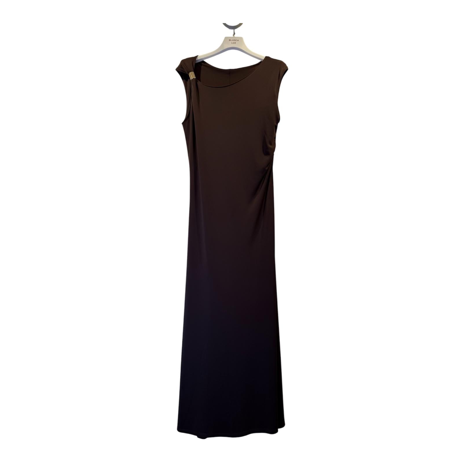 Vestido largo liso chocolate GERRY