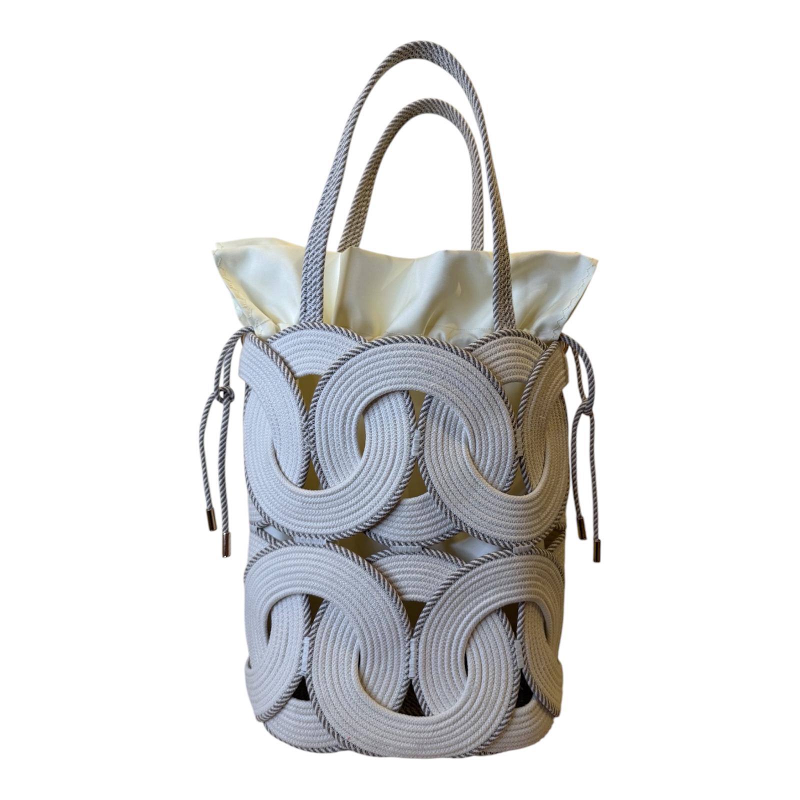 Bolso GRANDE blanco con ribetes