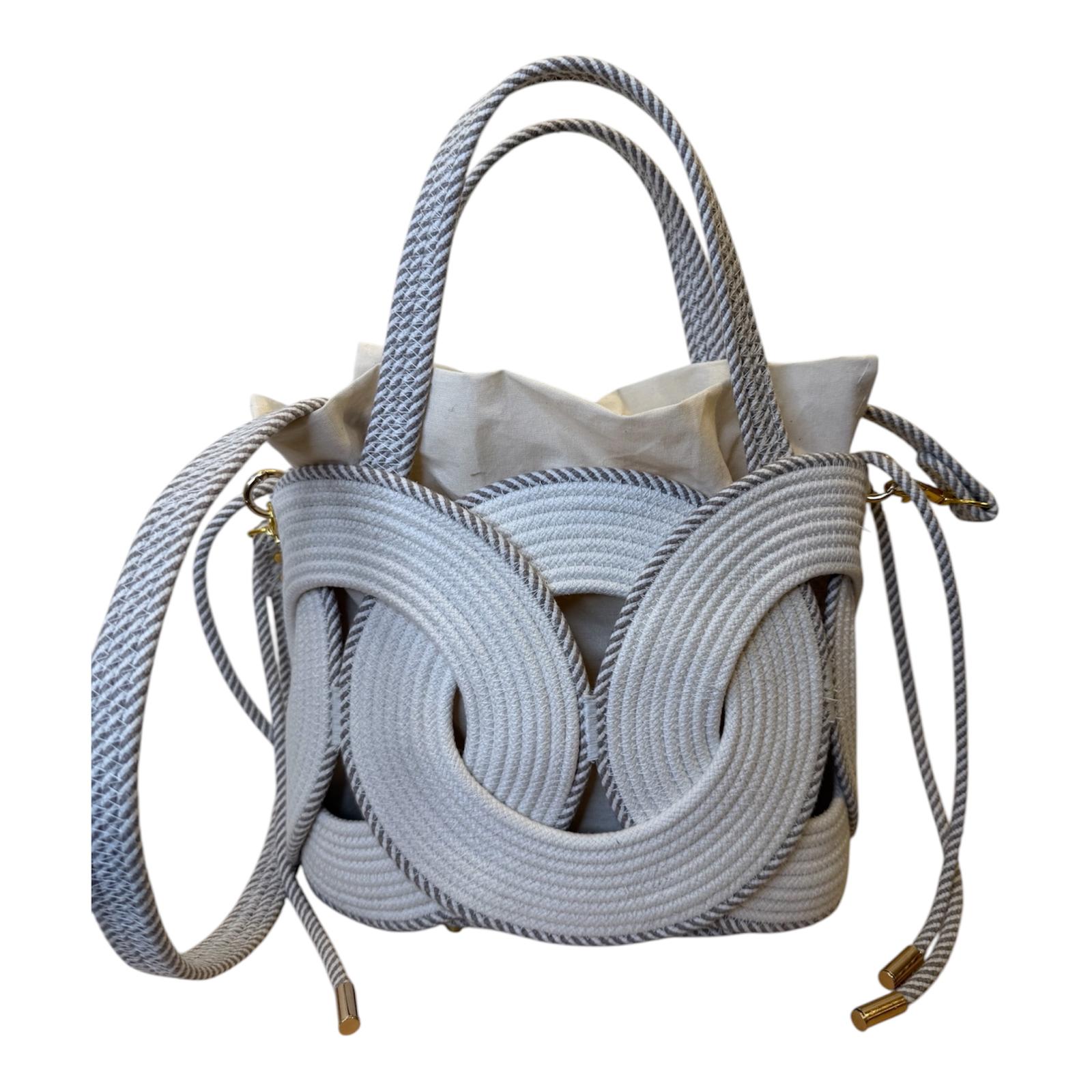Bolso cuerdas MINI color blanco con ribete