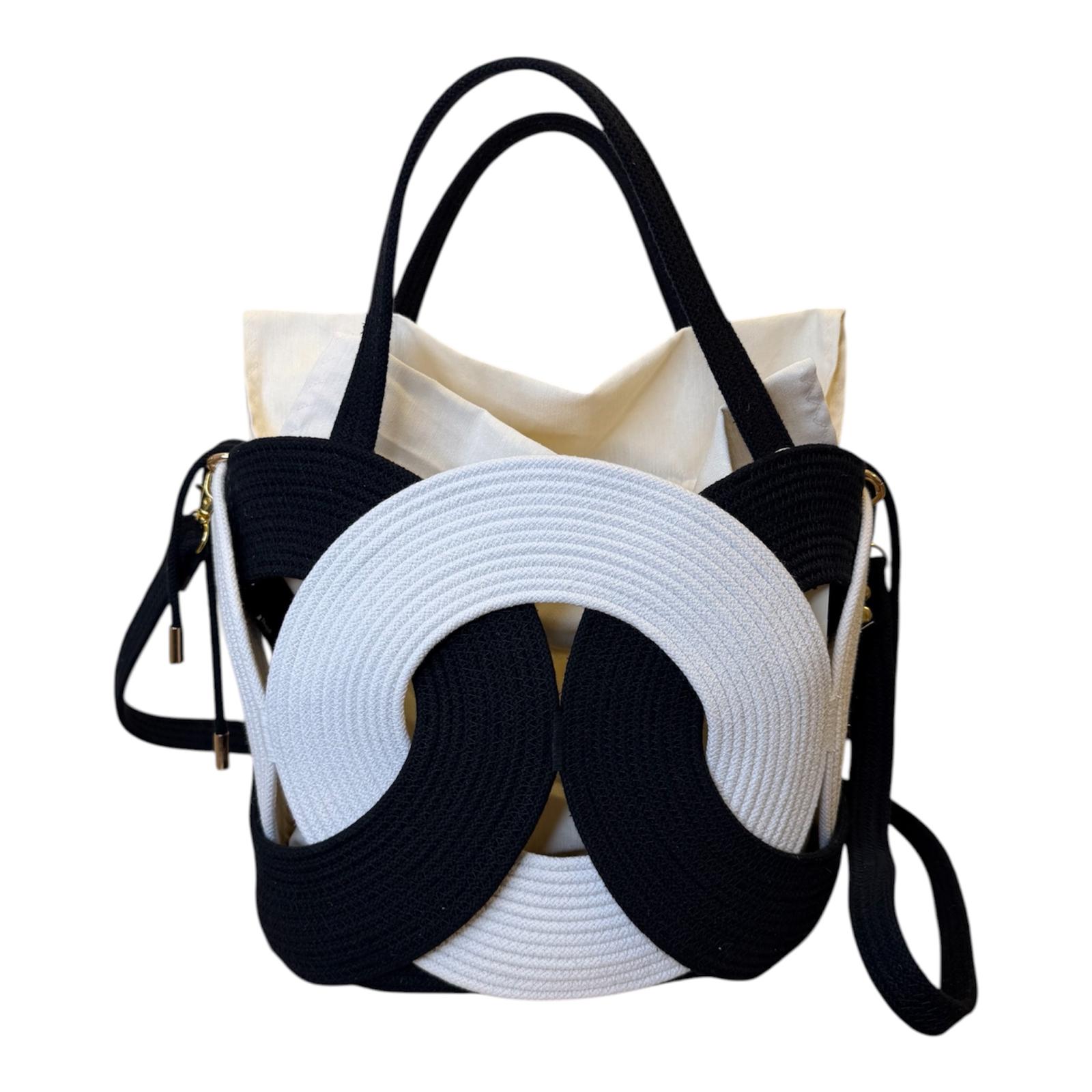 Bolso Cuerdas MEDIANO blancoy negro